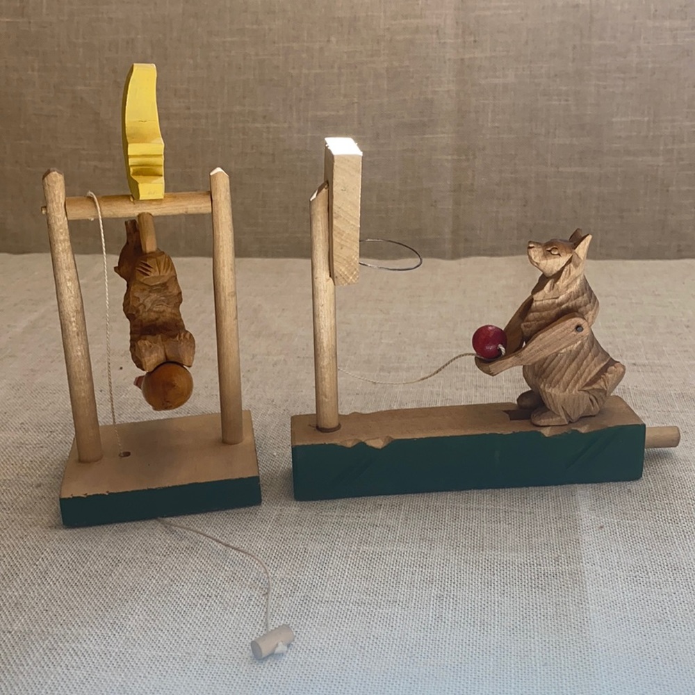 Handmade Movable bear on rocket and shooting basketball bear